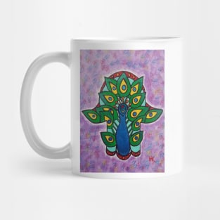 Peacock Hamsa by Harriette Knight Mug